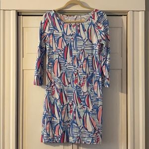 Women's Pink & Blue Sailboat Print Shift Dress